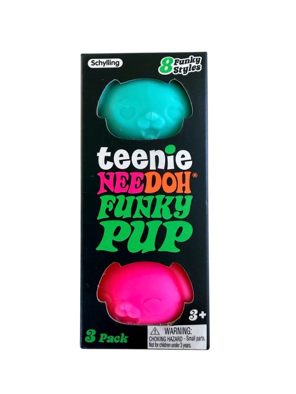 NWT Schylling Teenie NeeDoh Funky Pup 3 Pack Squishy Fidget Toy Pink Teal Orange